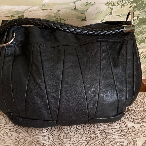 Furla Handbags - FURLA EUC Black Italian Pebbled Leather Hobo Bag with Braided Handle.